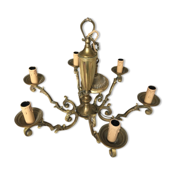 Lustre en laiton massif 6 bras