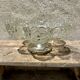 Vintage crystal and moulded glass fruit bowl, metal base.