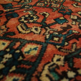 Traditional Rust Wool Area Rug Handmade Oriental Design Carpet- 94x240cm