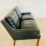 Canapé 2 personnes G. Thams vintage rétro danois du milieu du siècle en cuir noir