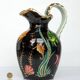 Large pitcher / Monaco vase in polychrome earthenware with bas relief decoration of fish on a seabed