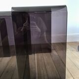 Ensemble de 3 tables basses gigognes en plexi fumé / violet années 70