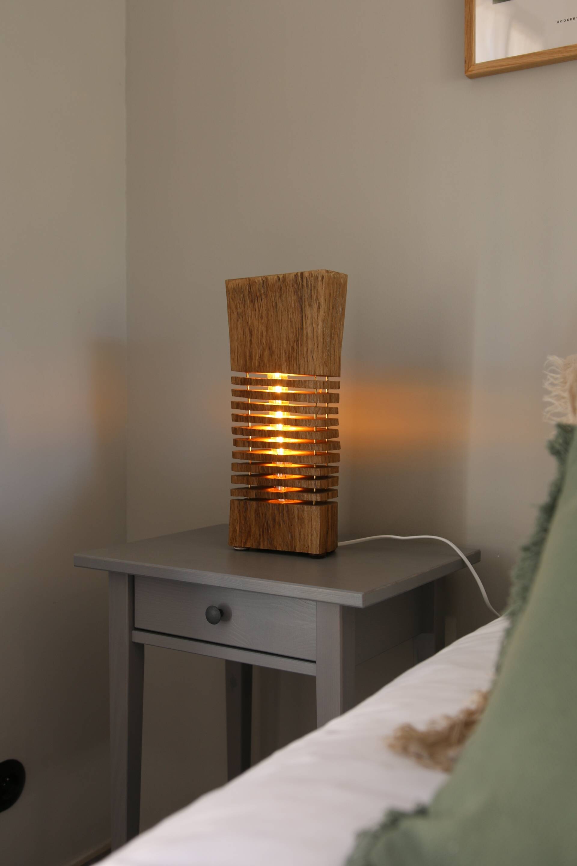 Lampe en bois de chêne sculptée, Dominique Dezen
