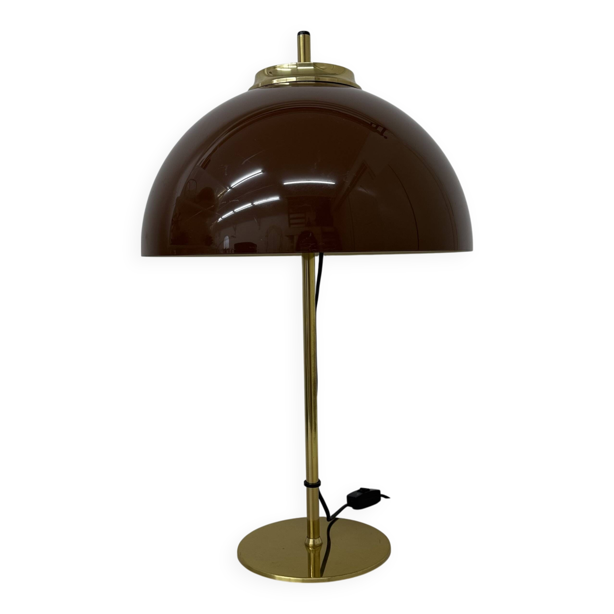 Vintage Mushroom table lamp with gold metal base , 1970s