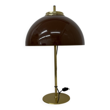 Lampe de table vintage Mushroom avec base en métal doré, années 1970