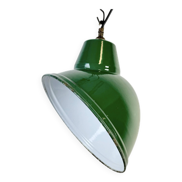Industrial Green Enamel Factory Pendant Lamp, 1960s