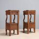 Antique walnut bedside tables with drawer, Italy, 19th century.