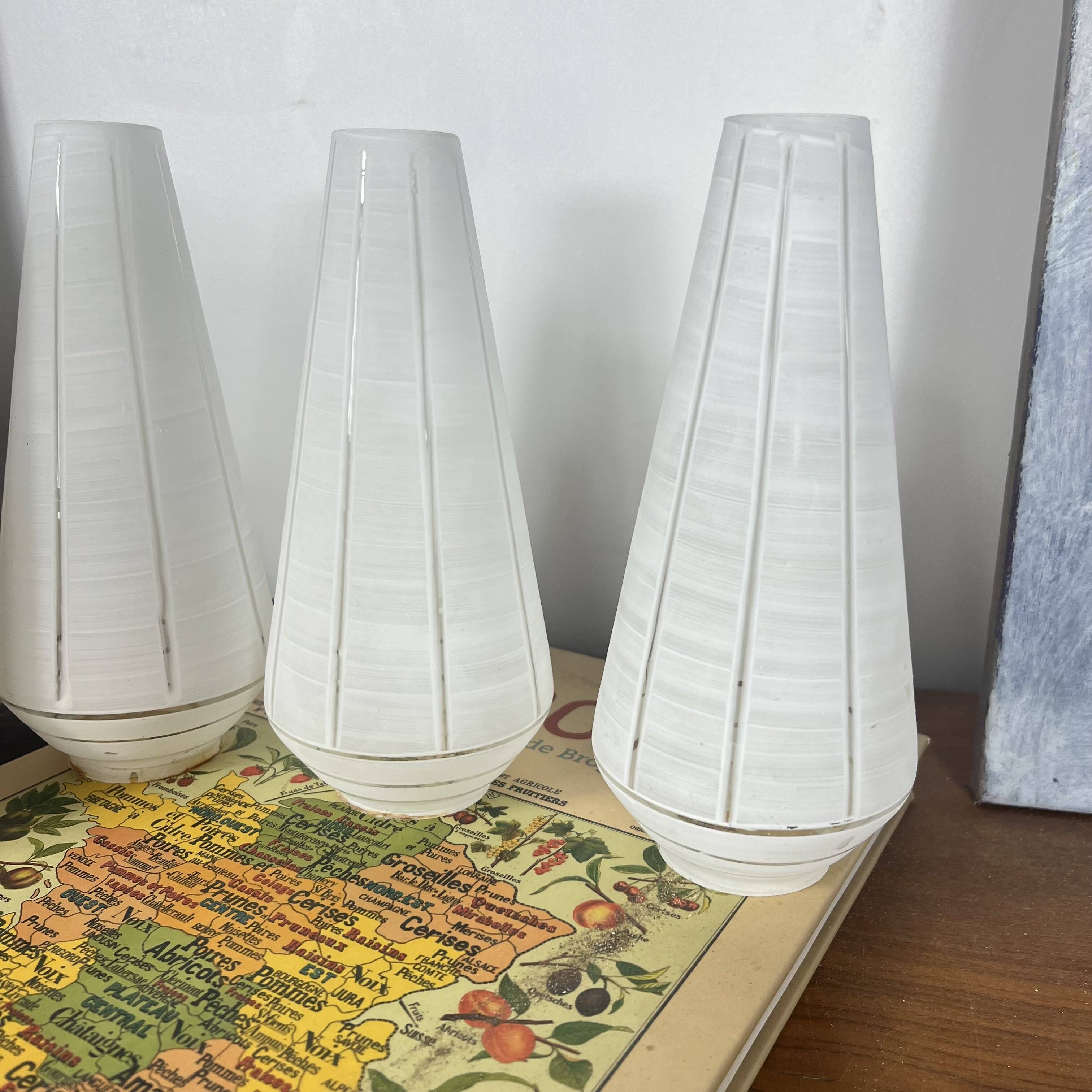 Set of 4 antique white glass tulips for wall lamp chandelier.