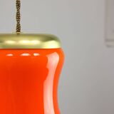 Mid-Century Modern Italian Orange Glass and Brass Pendant Lamp