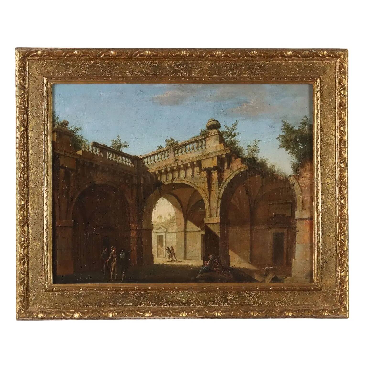 Ancient painting "Folly" oil on canvas Italy late 18th century