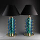 Pair of blue Murano glass lamps, twentieth century