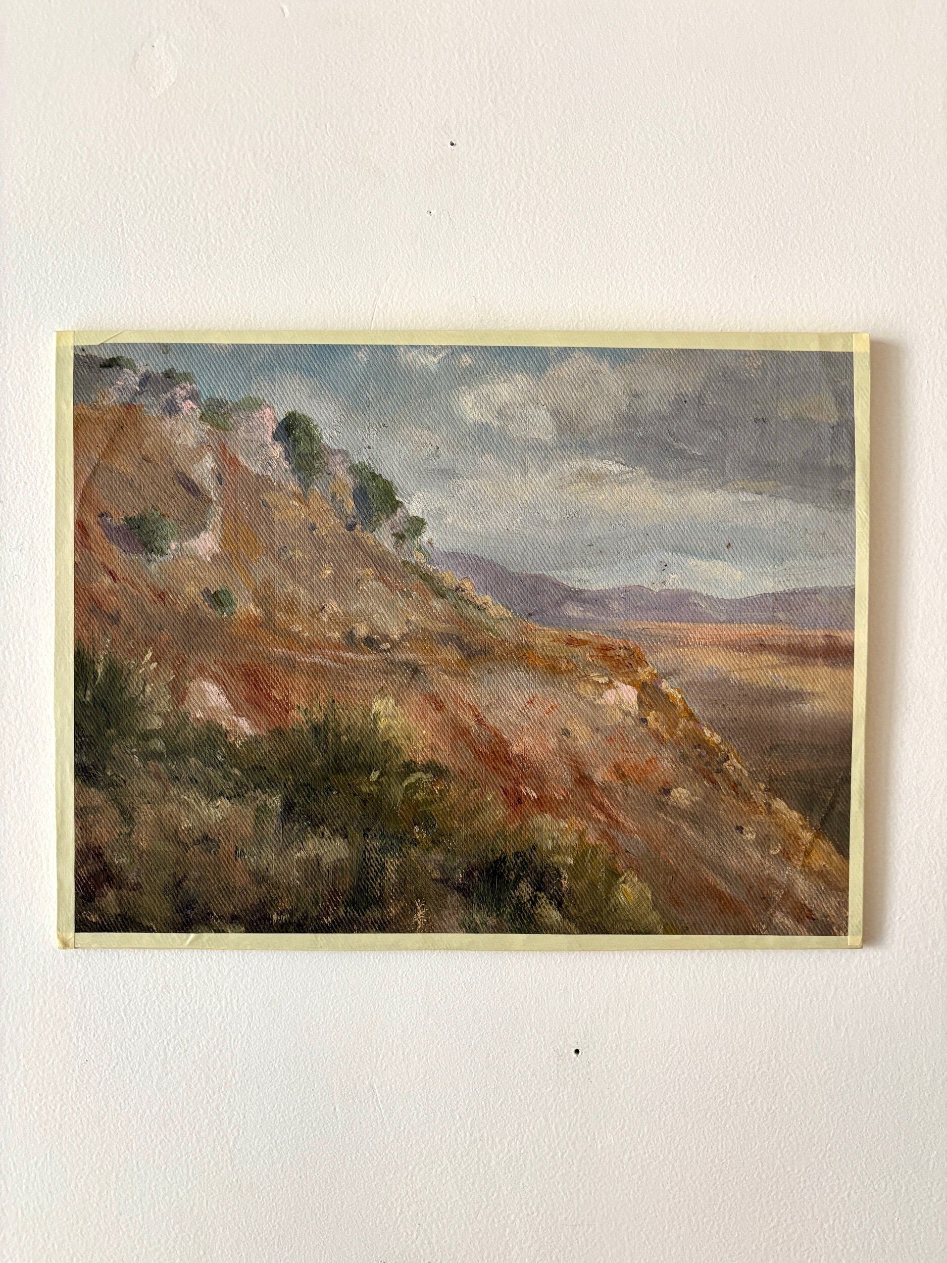 Peinture à l'huile sur toile "Falaise et montagnes" n°64