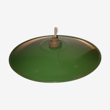 Green and white enamelled metal lampshade