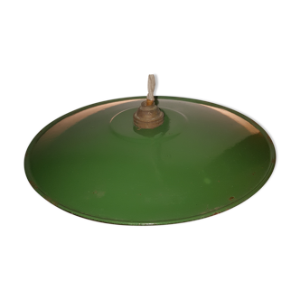 Green and white enamelled metal lampshade