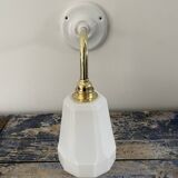 Wall lamp in white opaline and ceramic