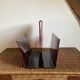 Vintage magazine holder in plexi / imitation scales - brass borders