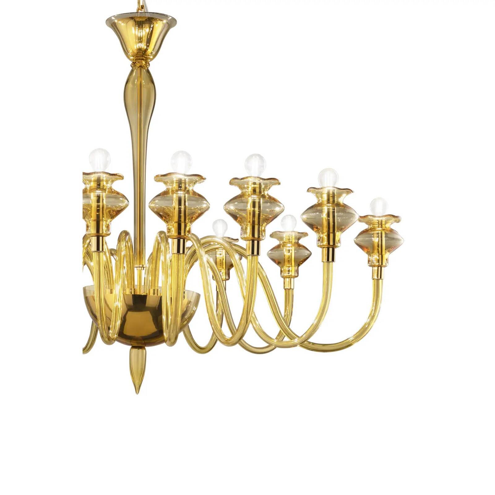 Luxury Modern Murano Glass Chandelier with Amber Finish