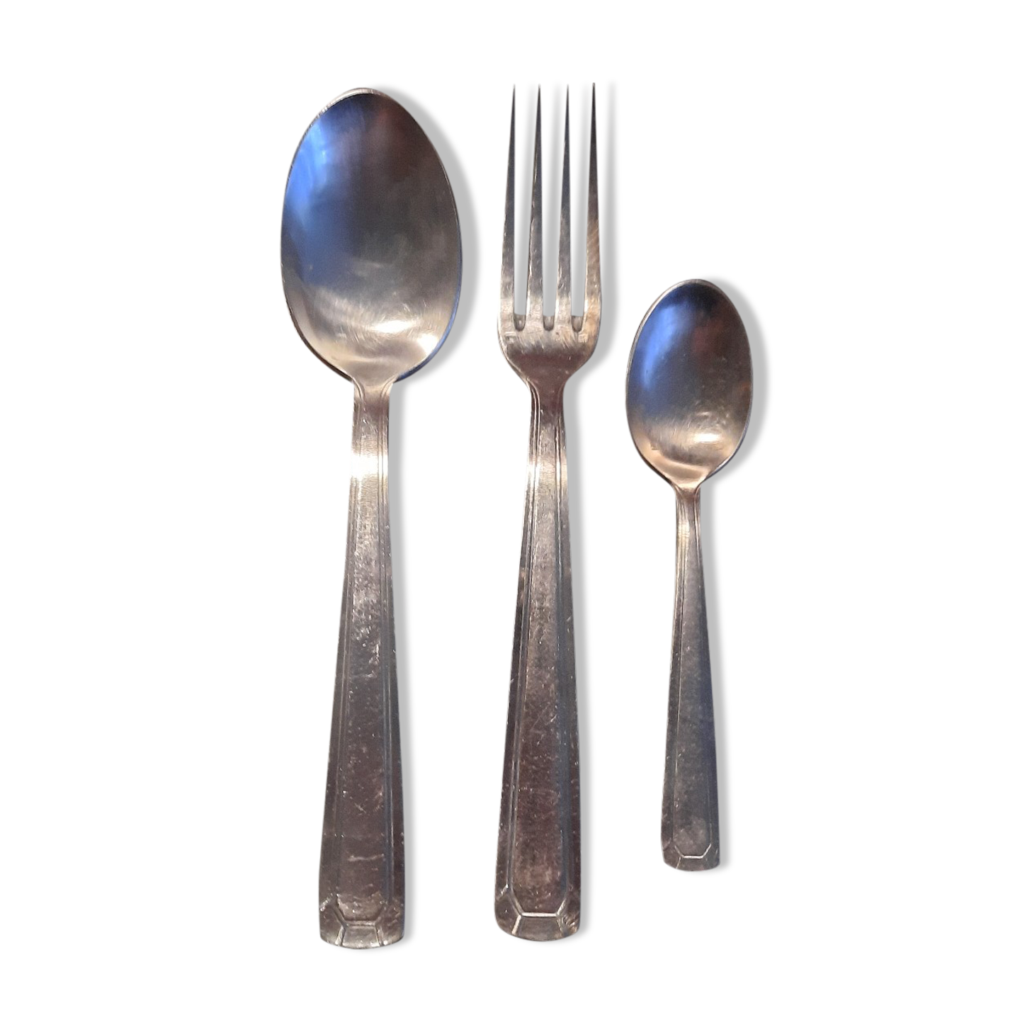 Silver metal cutlery set