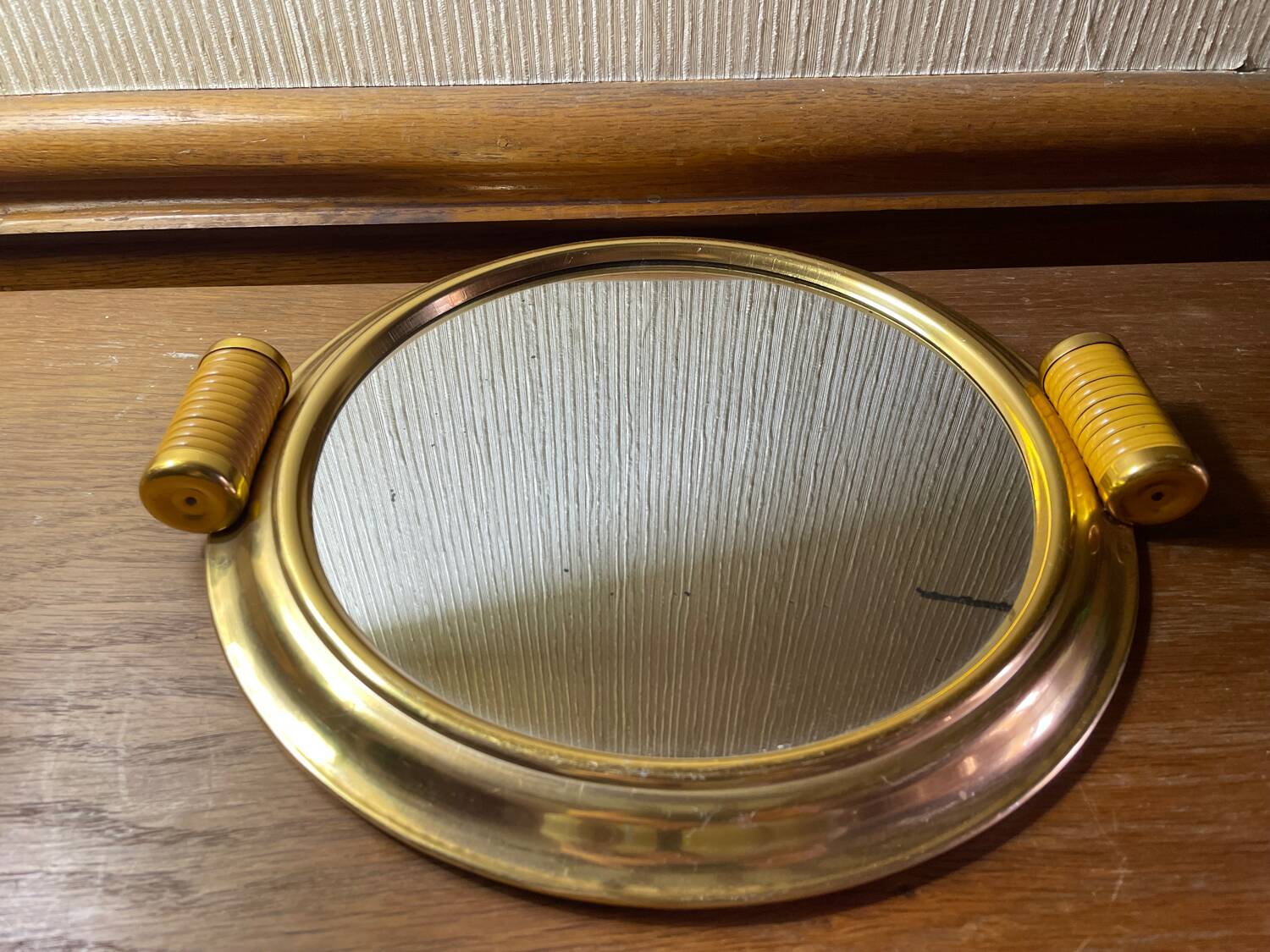 Plateau miroir laiton art déco