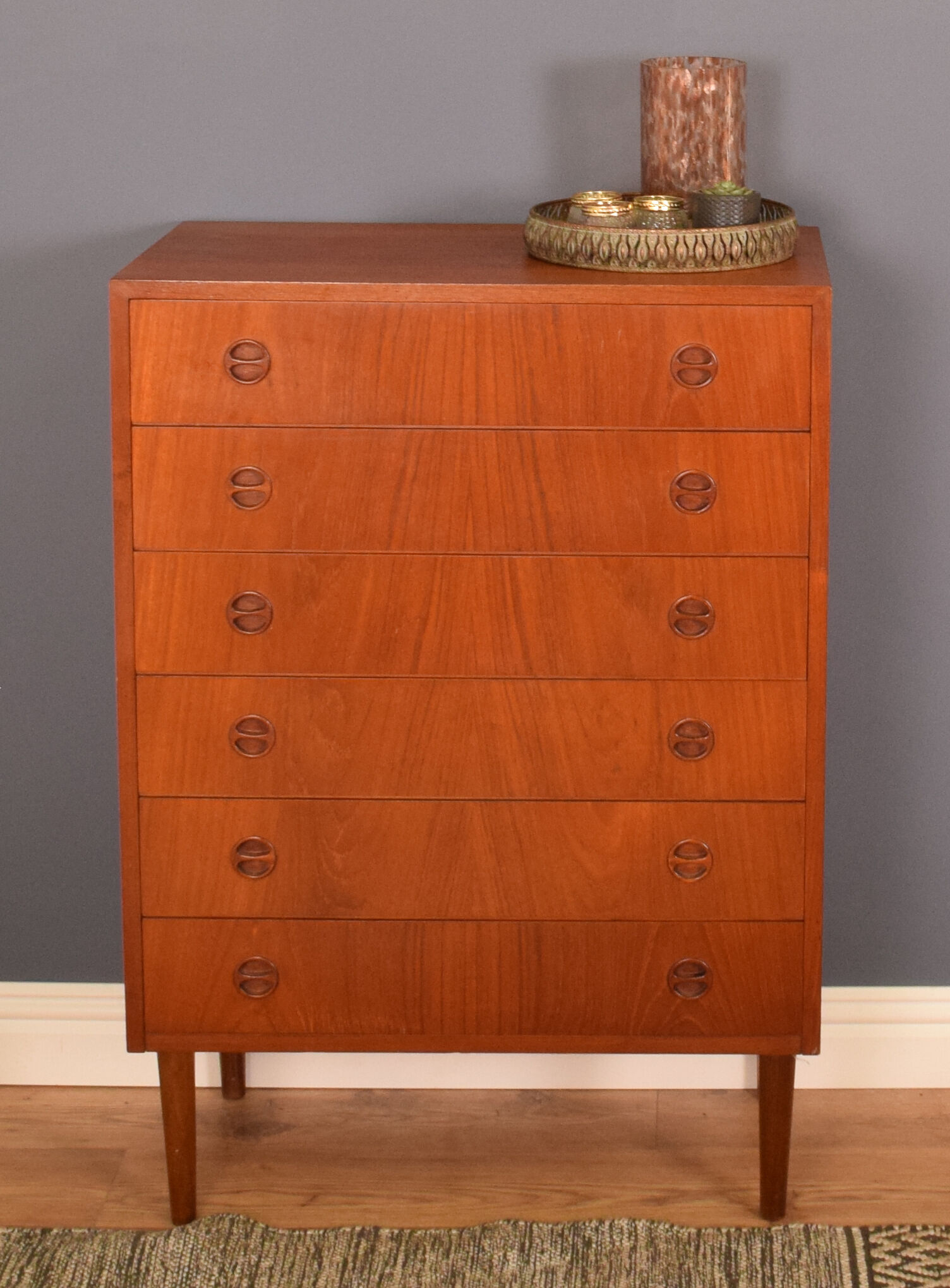 Restored Danish Teak Retro 1960s Tall Chest Of Drawers