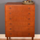 Restored Danish Teak Retro 1960s Tall Chest Of Drawers