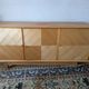 Modernist enfilade with a checkerboard pattern in light wood and mahogany marquetry,