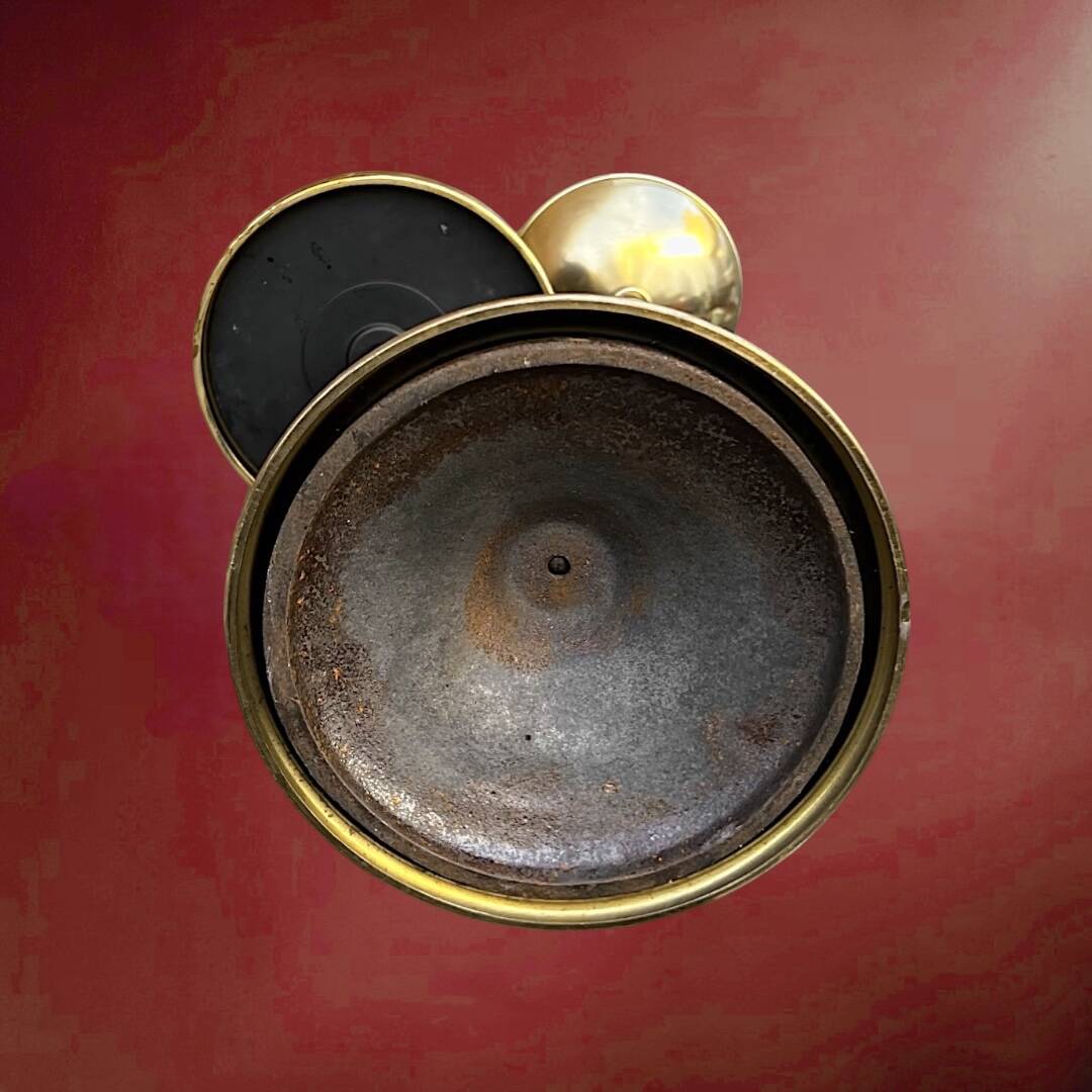 Art Deco floor ashtray in brass and metal