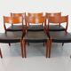Set of 6 vintage Scandinavian Fristho Franeker chairs in teak and skai from the 60s