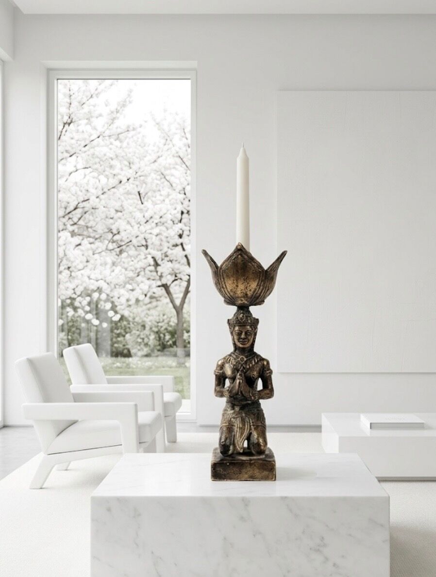 Asian bronze candlestick from the 1950s.