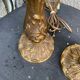 Pair of table lamps in chiseled brass vintage foliage pattern
