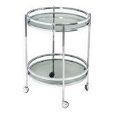 Table d'appoint ou desserte vintage. Fer chromé et verre - Espagne, 70s