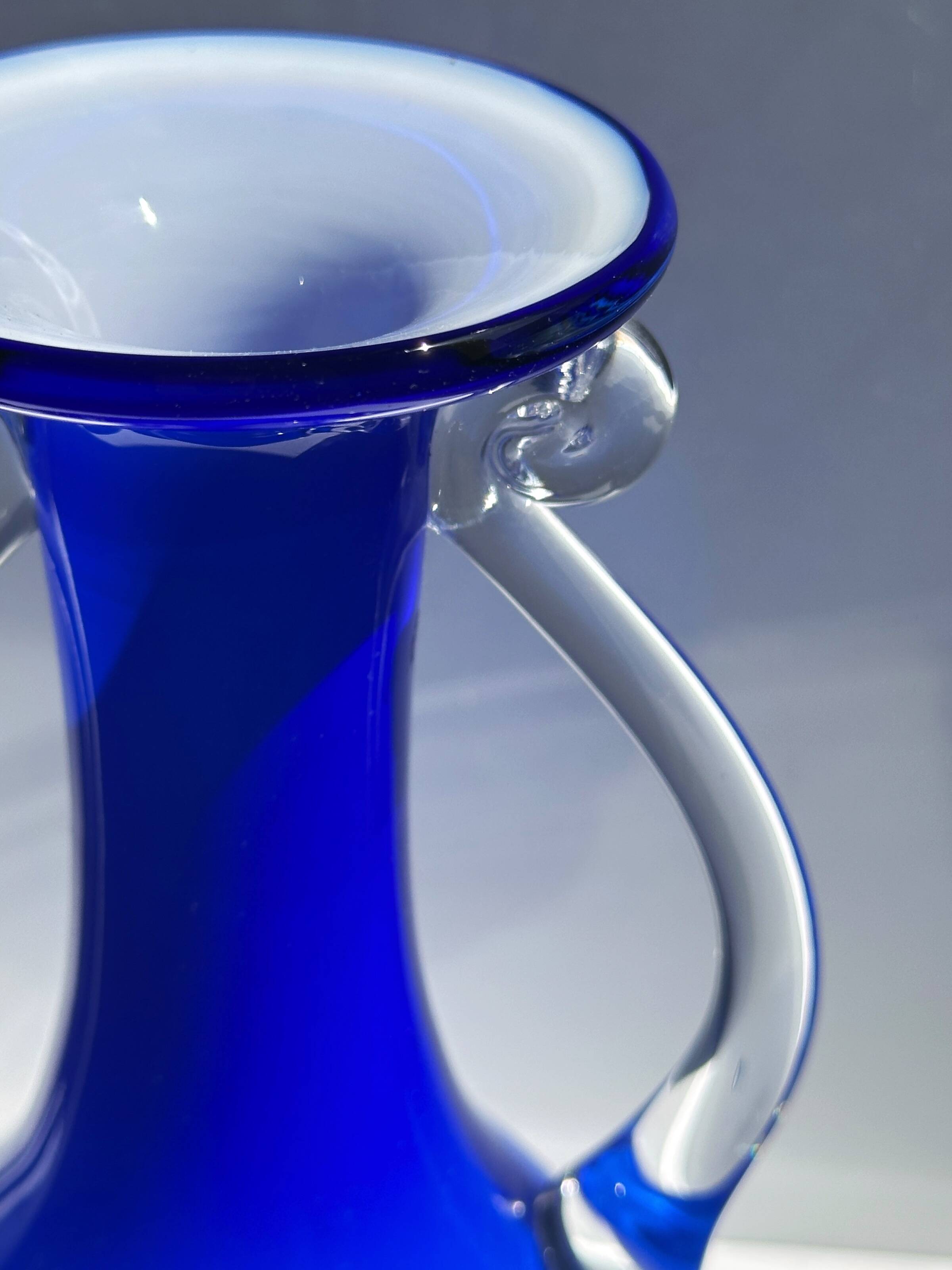 Postmodern handle vase kobalt blue postmodern