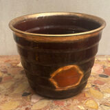 Vintage ribbed ceramic cache pot