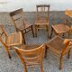 Set of 13 old art deco bistro chairs from the 1930s in light wood