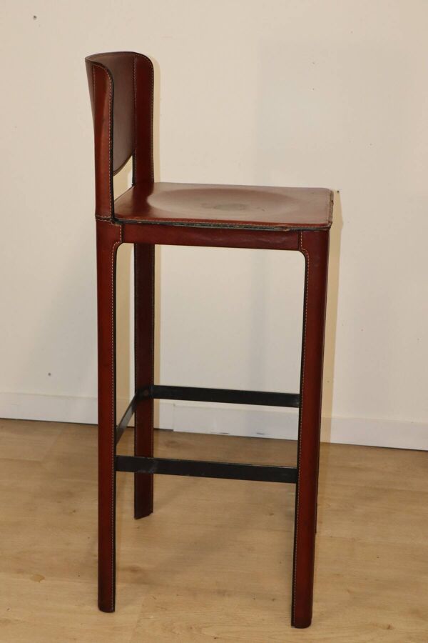 Tabouret haut Matteo Grassi en cuir et métal