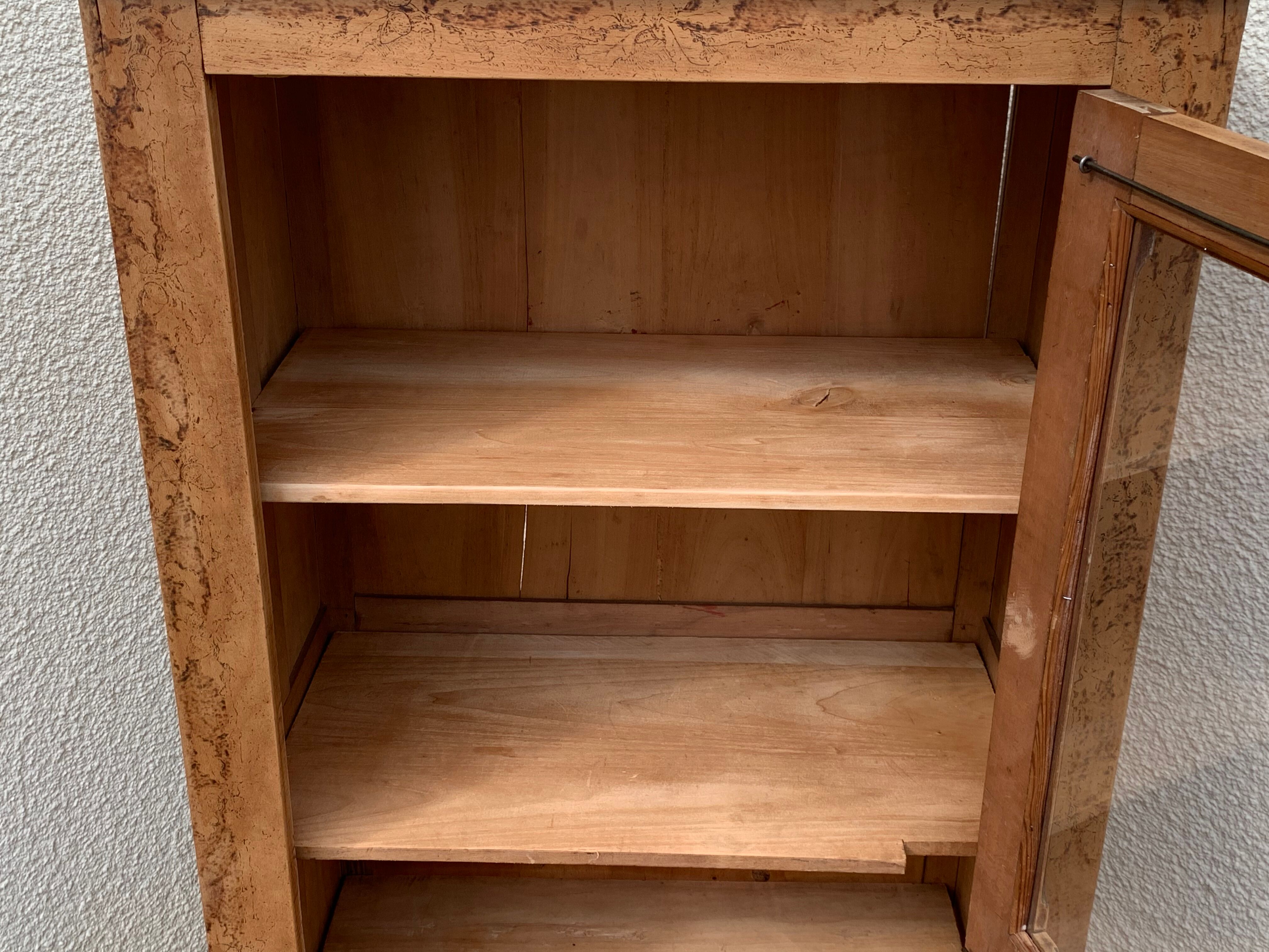 Parisian cabinet glazed raw wood nymphs and carved art nouveau decorations