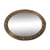 Oval mirror in plaster and art deco wood 36 x 46 cm