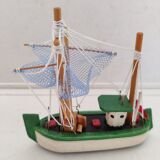 Fishing boat trawler Vintage painted wood