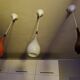 Scandinavian suspension trio Holmegaard 1960, opal glass blown.