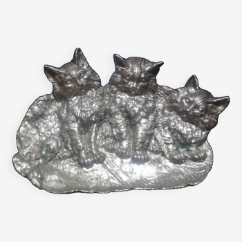 ancien vide poche métal au trois chats