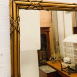 Miroir de style Louis XVI en bois et stuc doré XIX siècle Trumeau de cheminée