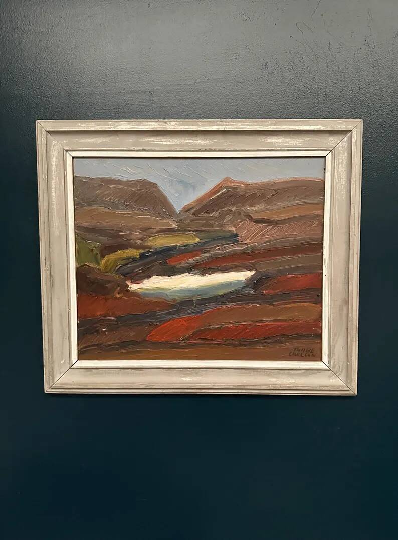 Original Swedish Oil on Panel – “Rustic Landscape” by Thage Carlson – Signed – Vintage & Framed – 72 × 61 cm (28.3" × 24")
