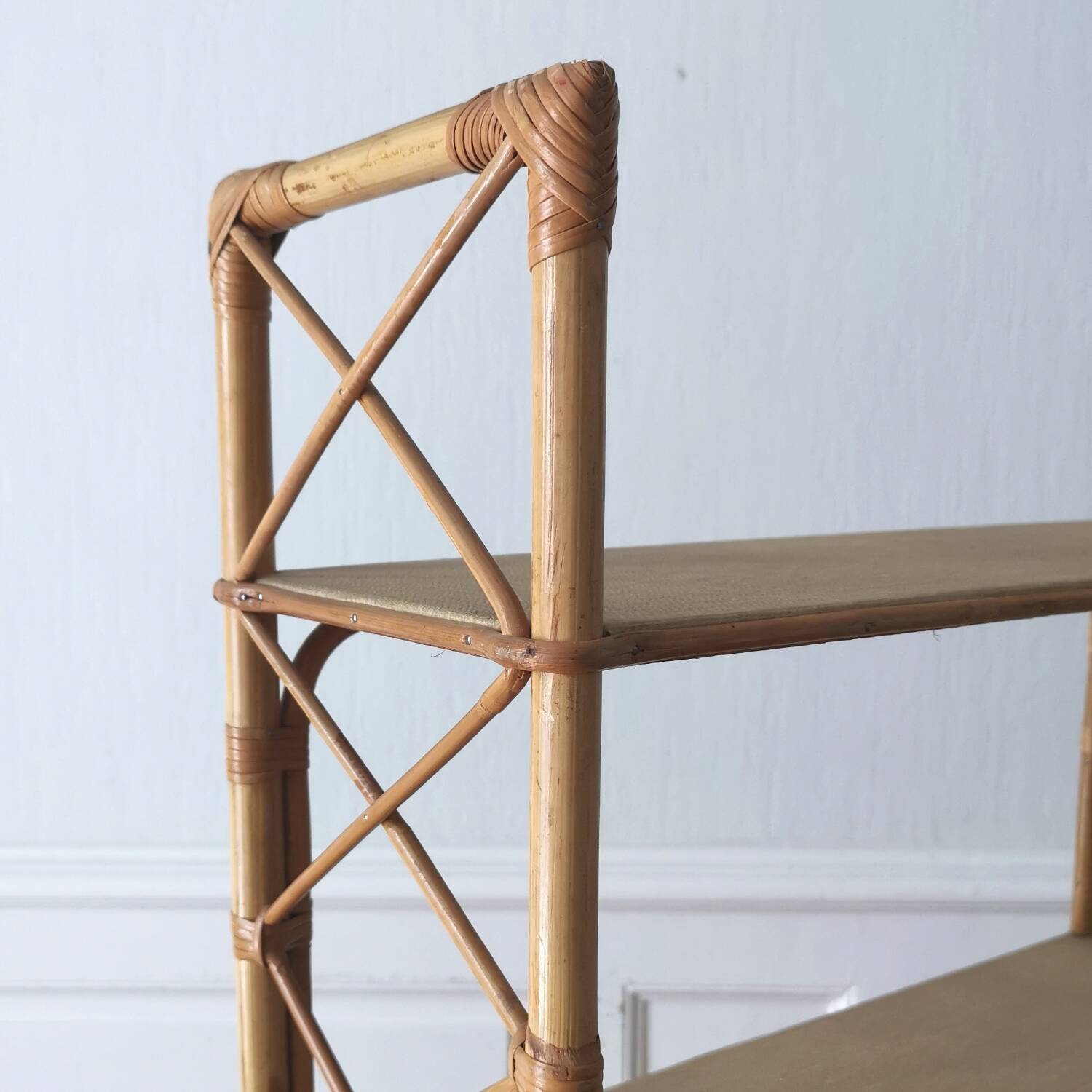 vintage rattan shelf