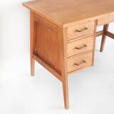 Vintage oak desk. Compass legs with drawers. France, 1950s