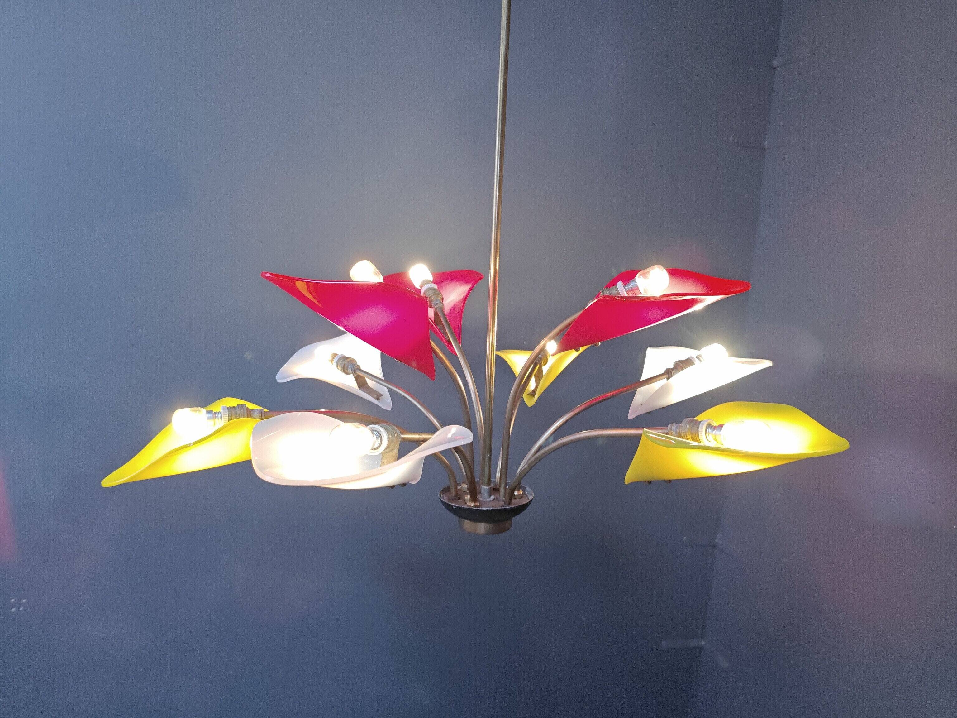 Vintage multi colour Italian chandelier, 1960s