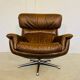 Vintage Danish mid-century leather swivel egg chair by Bramin 1970s