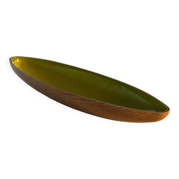 Wood-effect resin catchall tray, Italian design from the 1960s.