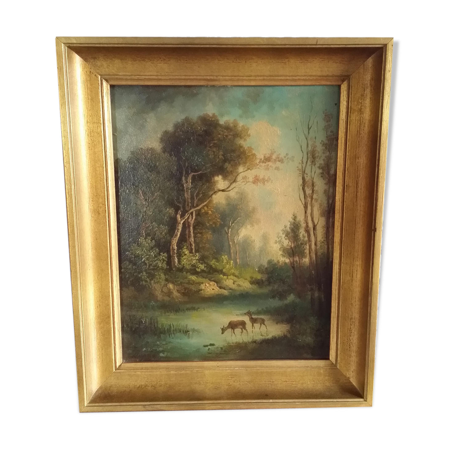 Oil on barbizon school panel signed Dupré