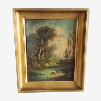 Oil on barbizon school panel signed Dupré