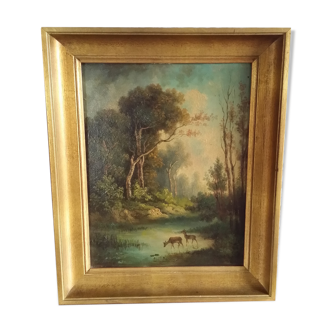 Huile sur panneau école de barbizon signé Dupré